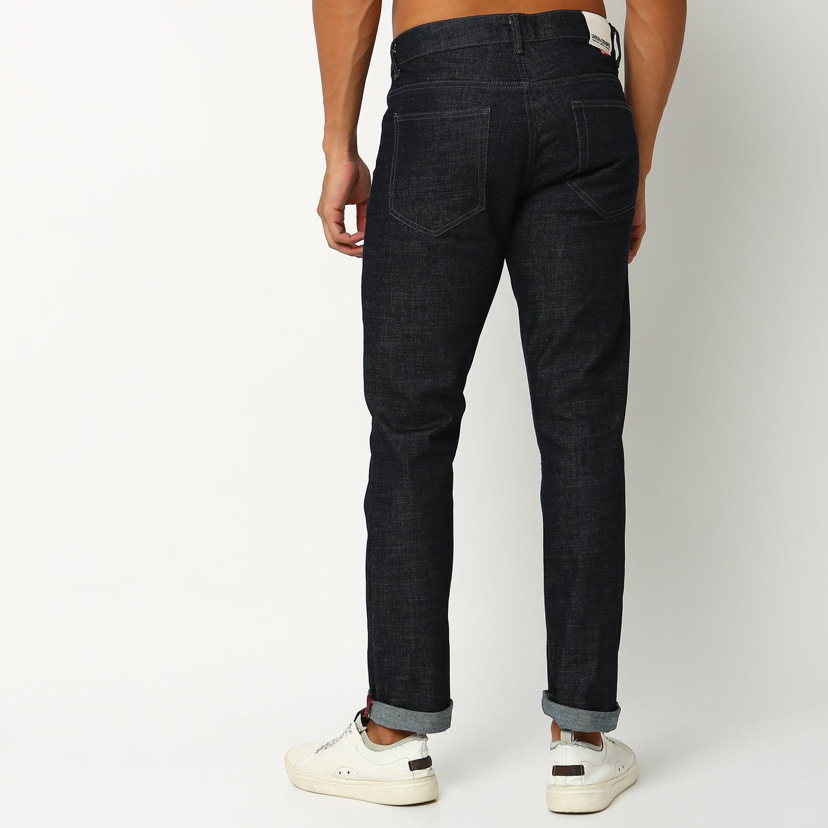 Straight Fit Solid Mid Rise Jeans