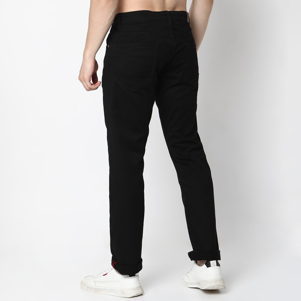 Straight Fit Solid Mid Rise Jeans