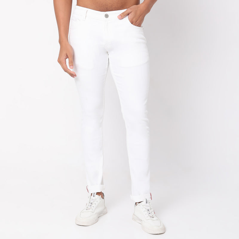 Slim Fit Solid Mid Rise Jeans