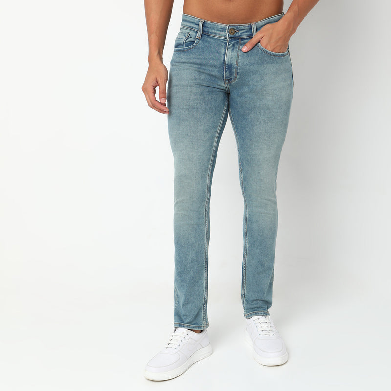 Slim Fit Solid Mid Rise Jeans