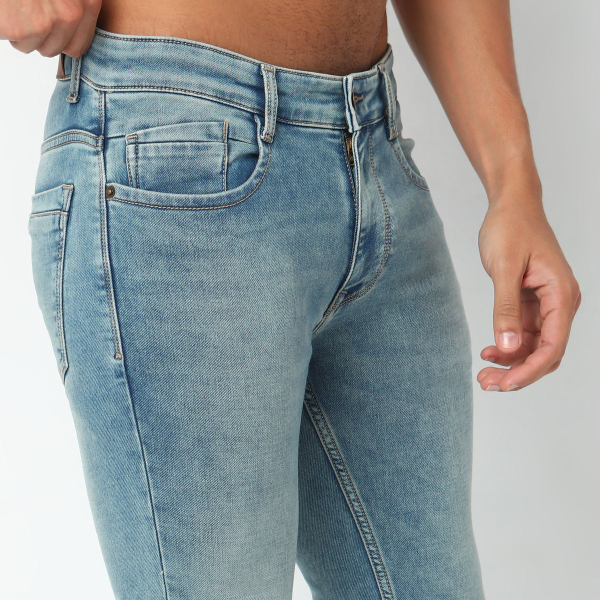 Slim Fit Solid Mid Rise Jeans