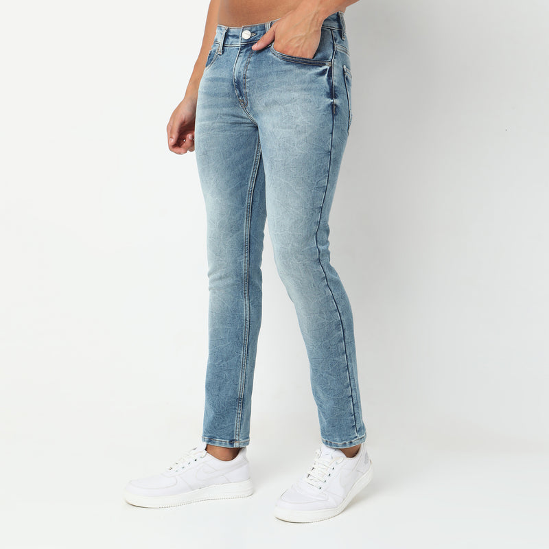 Slim Fit Solid Mid Rise Jeans