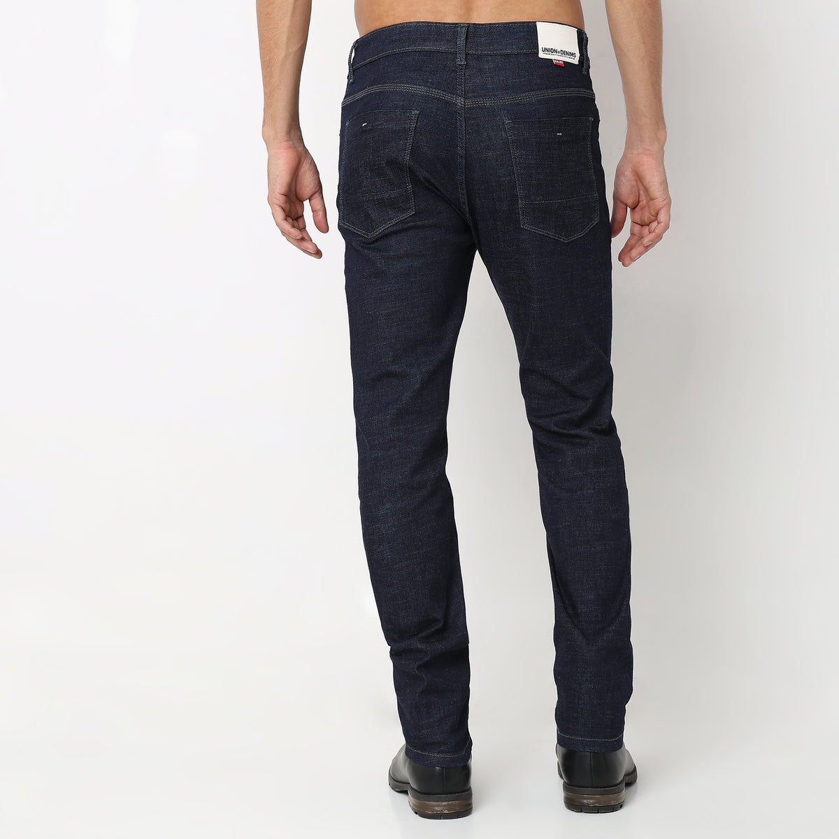 Straight Fit Solid Mid Rise Jeans