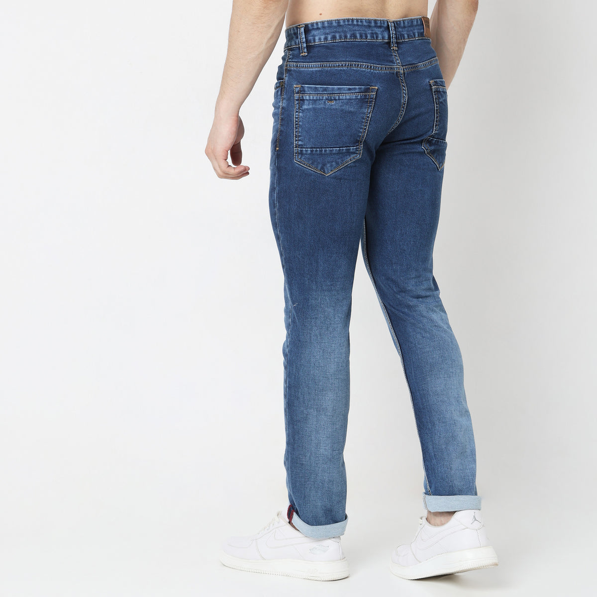 Slim Fit Solid Mid Rise Jeans