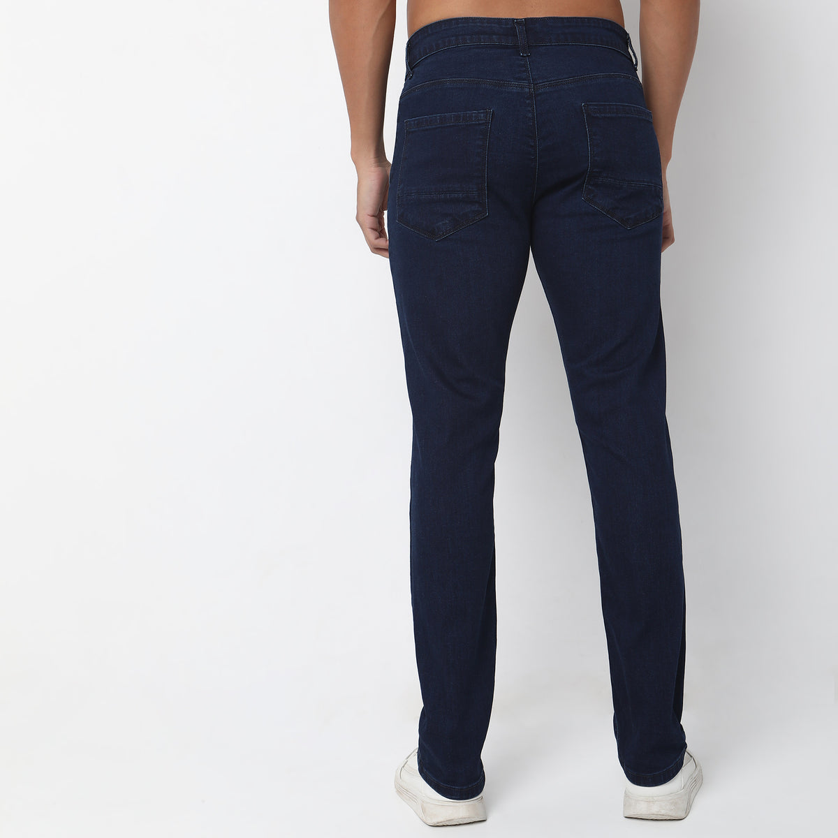 Straight Fit Solid Mid Rise Jeans