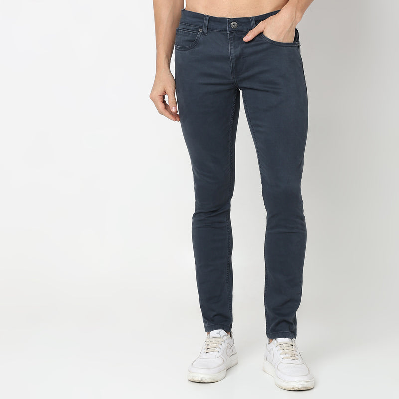 Straight Fit Solid Mid Rise Jeans