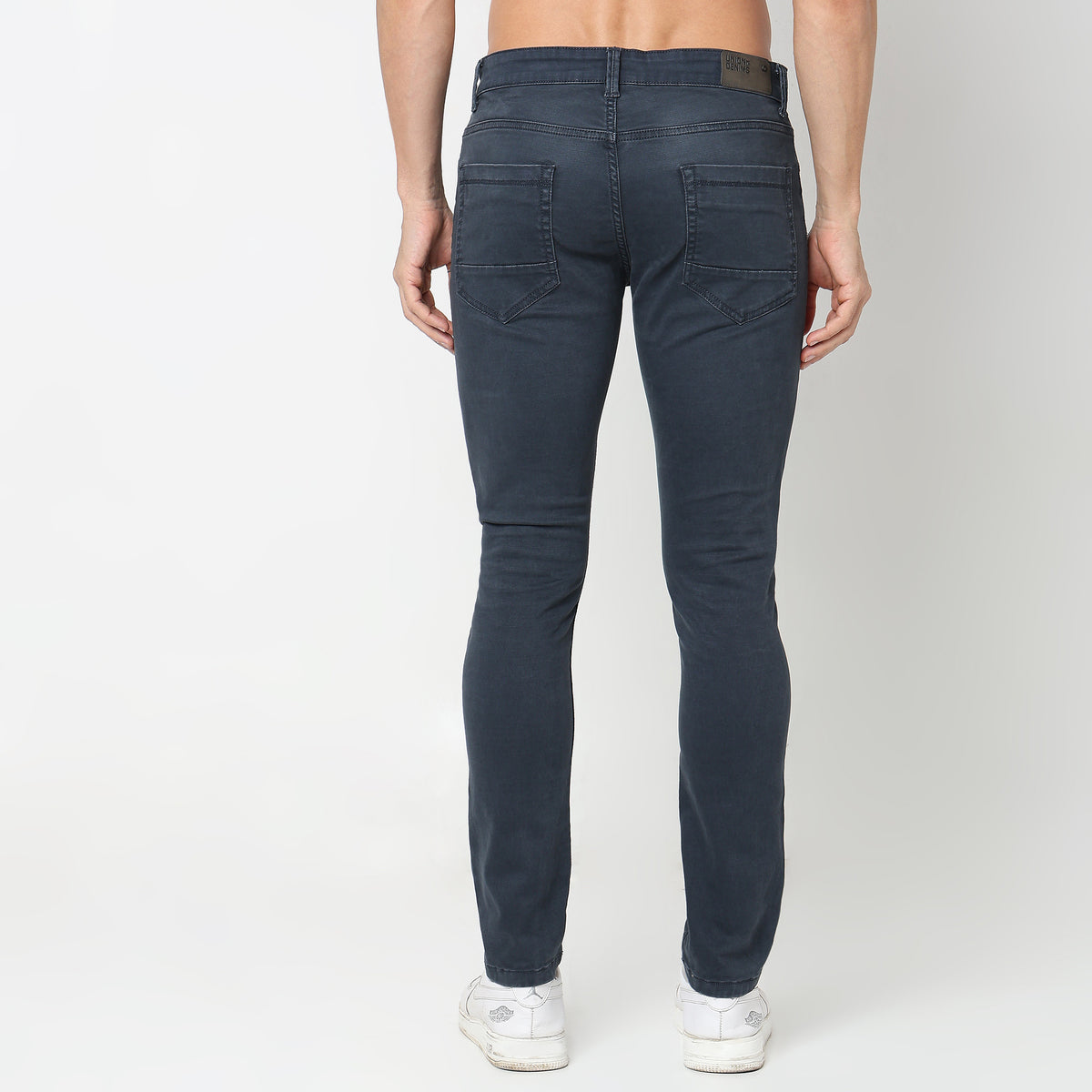 Straight Fit Solid Mid Rise Jeans