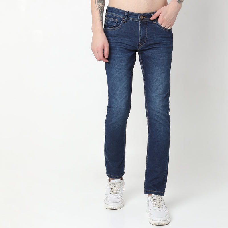 Straight Fit Solid Mid Rise Jeans