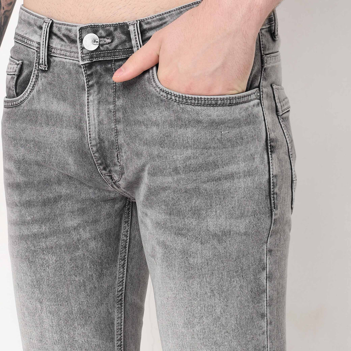 Slim Fit Solid Mid Rise Jeans