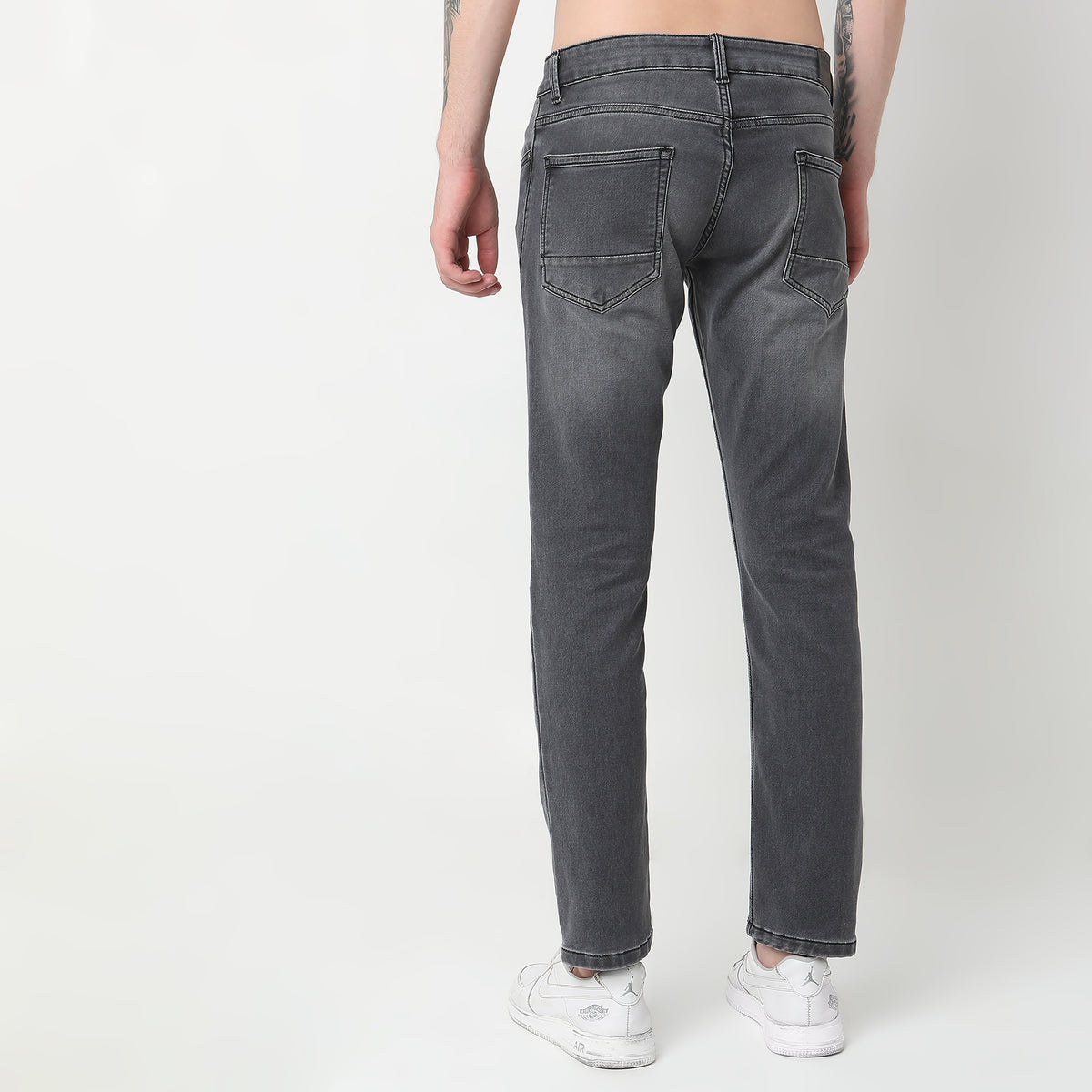 Straight Fit Solid Mid Rise Jeans