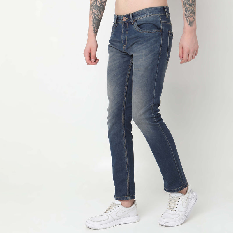 Straight Fit Solid Mid Rise Jeans