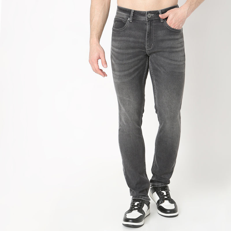 Slim Fit Solid Mid Rise Jeans