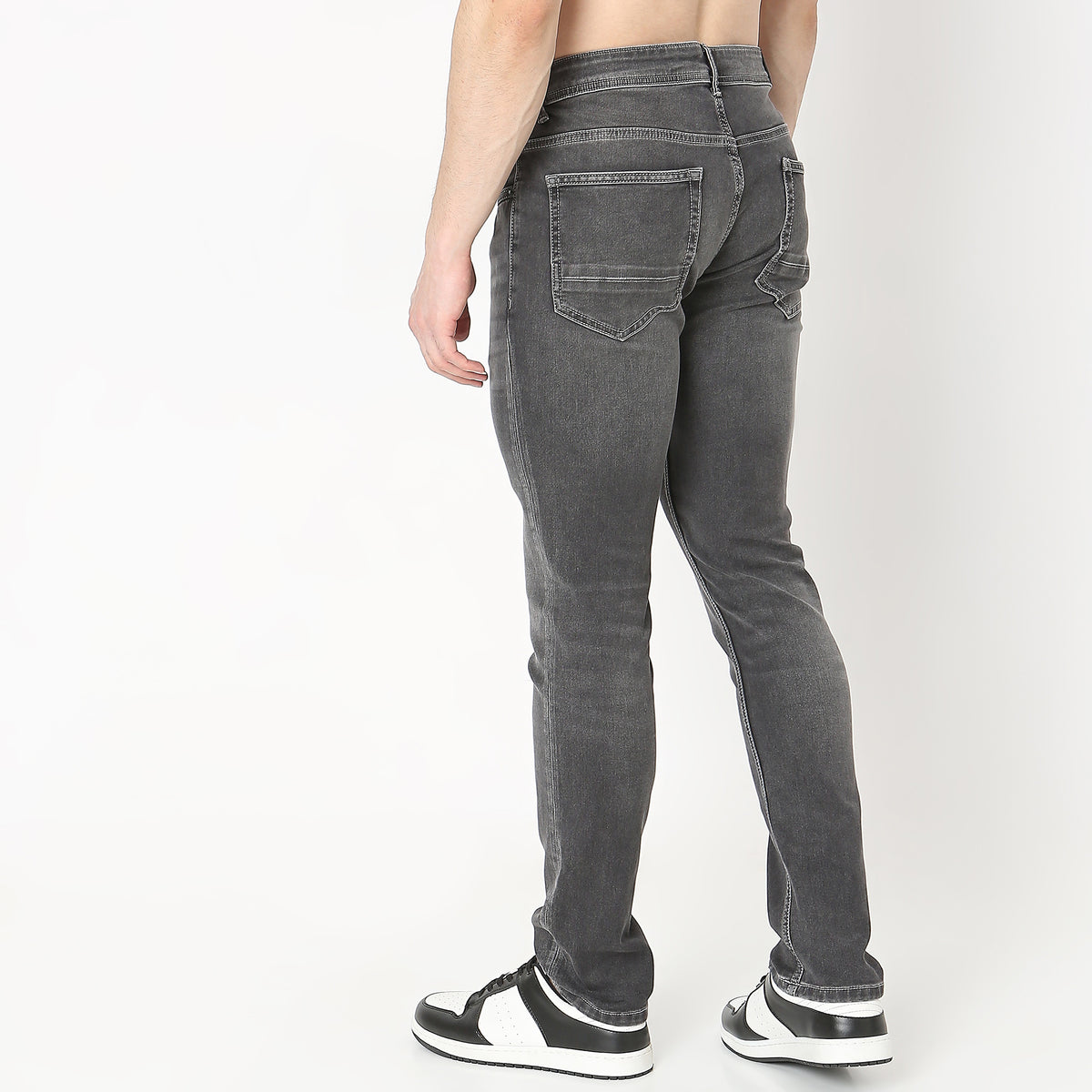 Slim Fit Solid Mid Rise Jeans