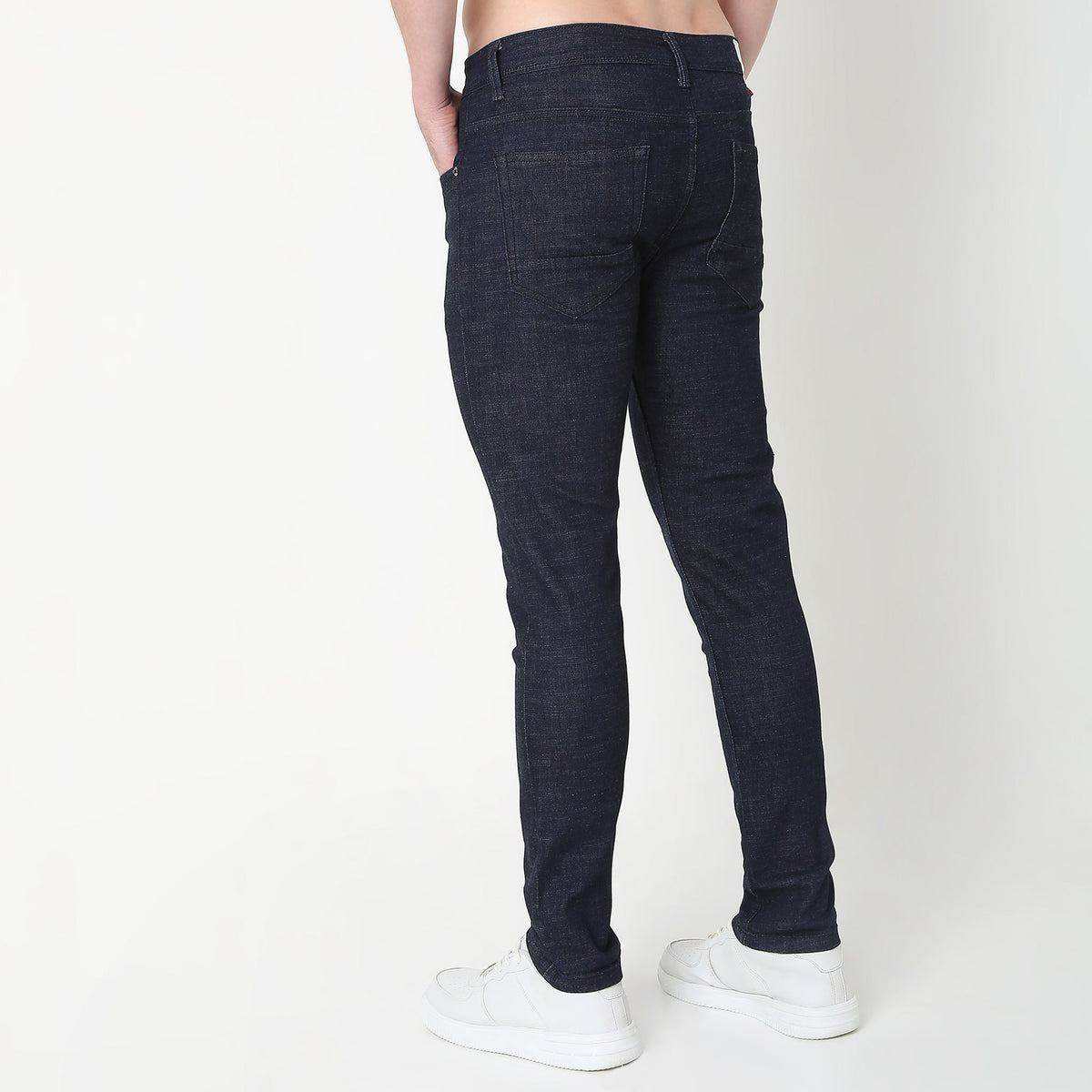 Slim Fit Solid Mid Rise Jeans