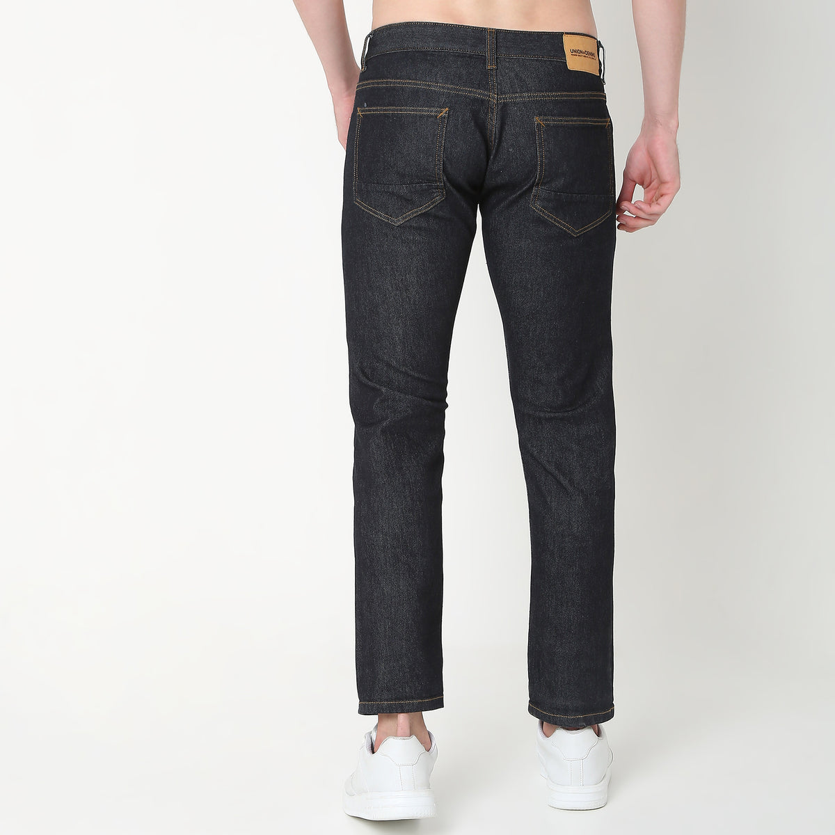 Straight Fit Solid Mid Rise Jeans