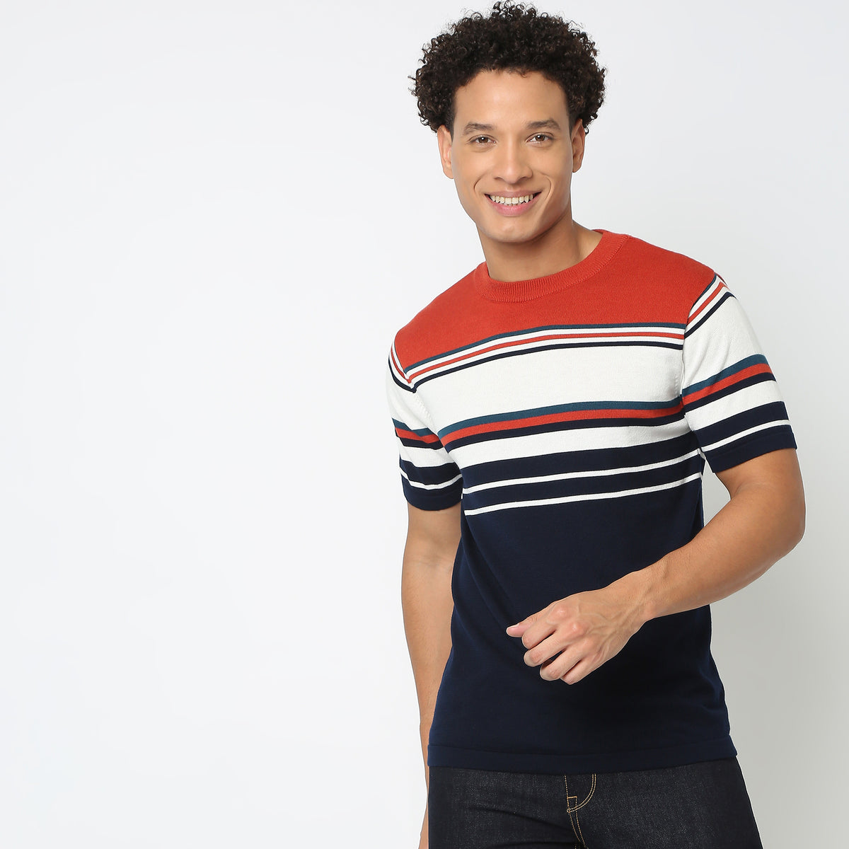 Regular Fit Striped Flatknits T-Shirt