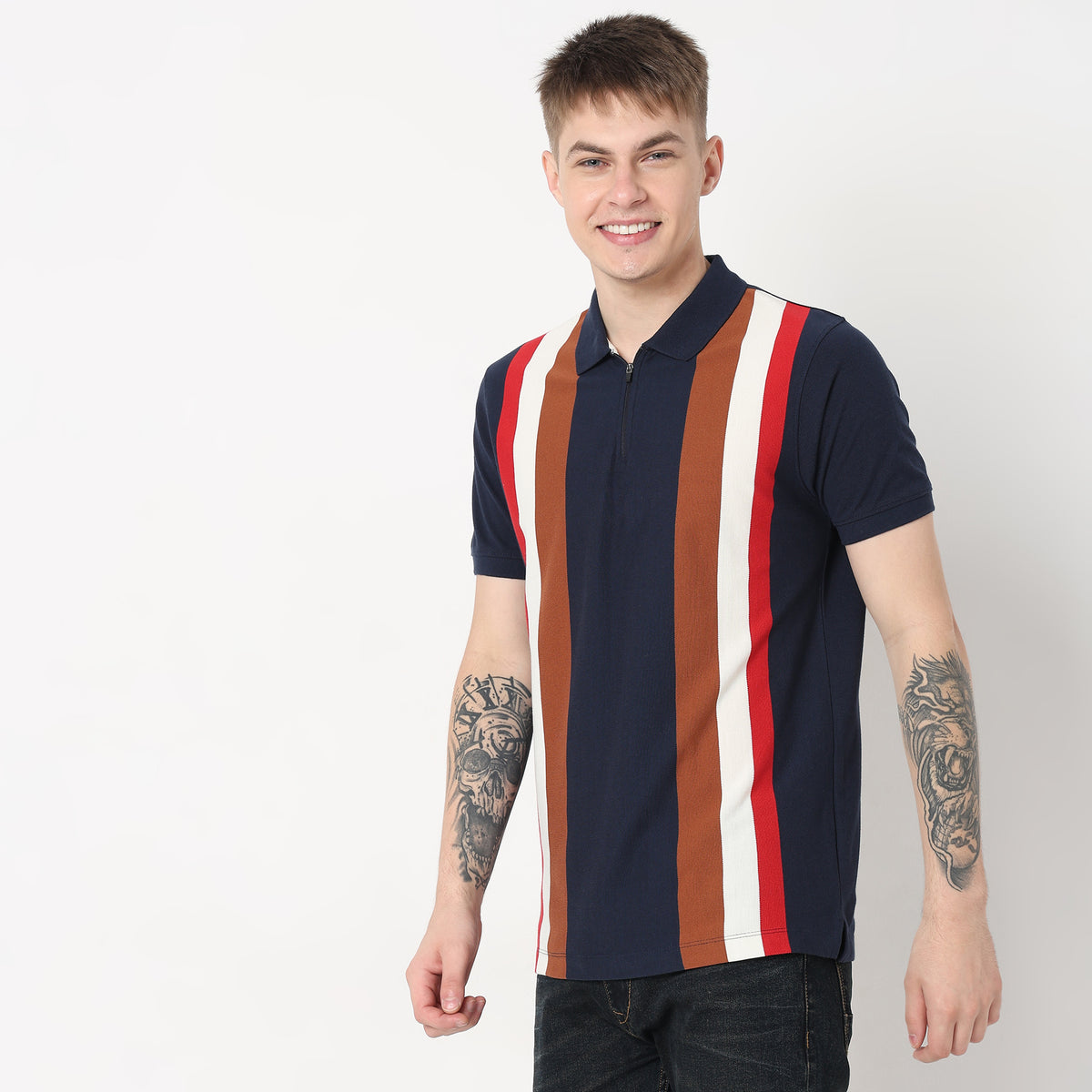 Regular Fit Striped Polo T-Shirt