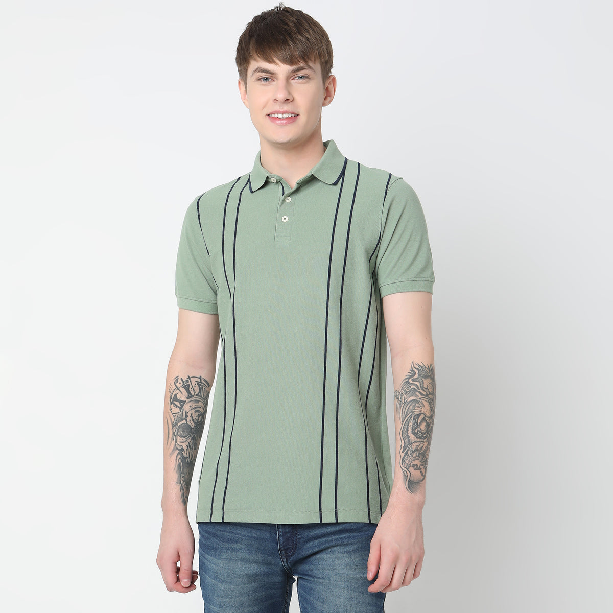 Regular Fit Striped Polo T-Shirt