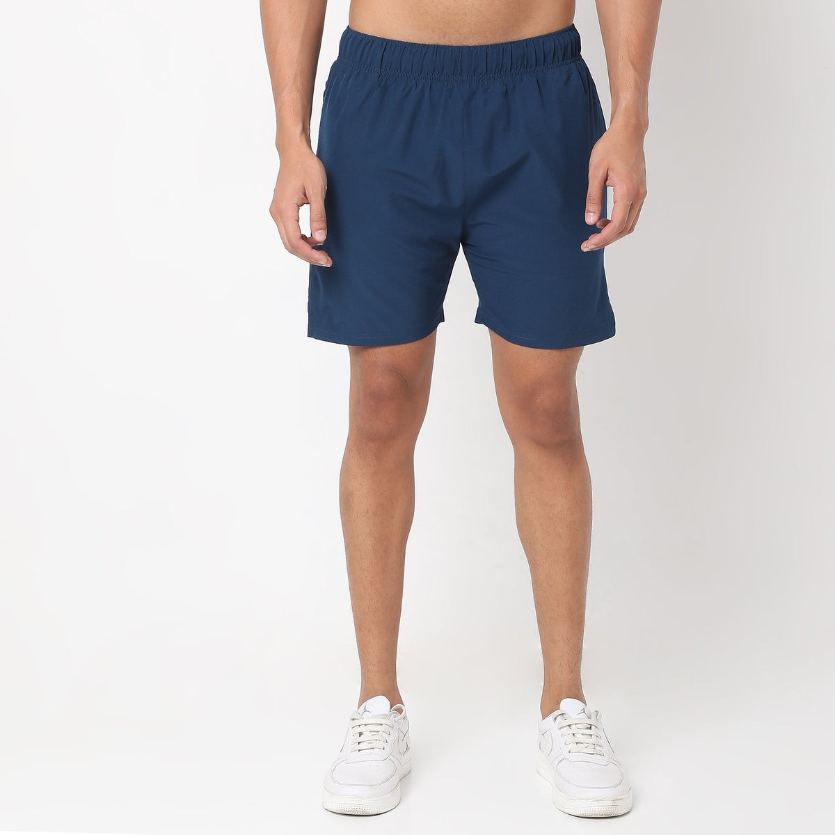 Regular Fit Solid Mid Rise Shorts