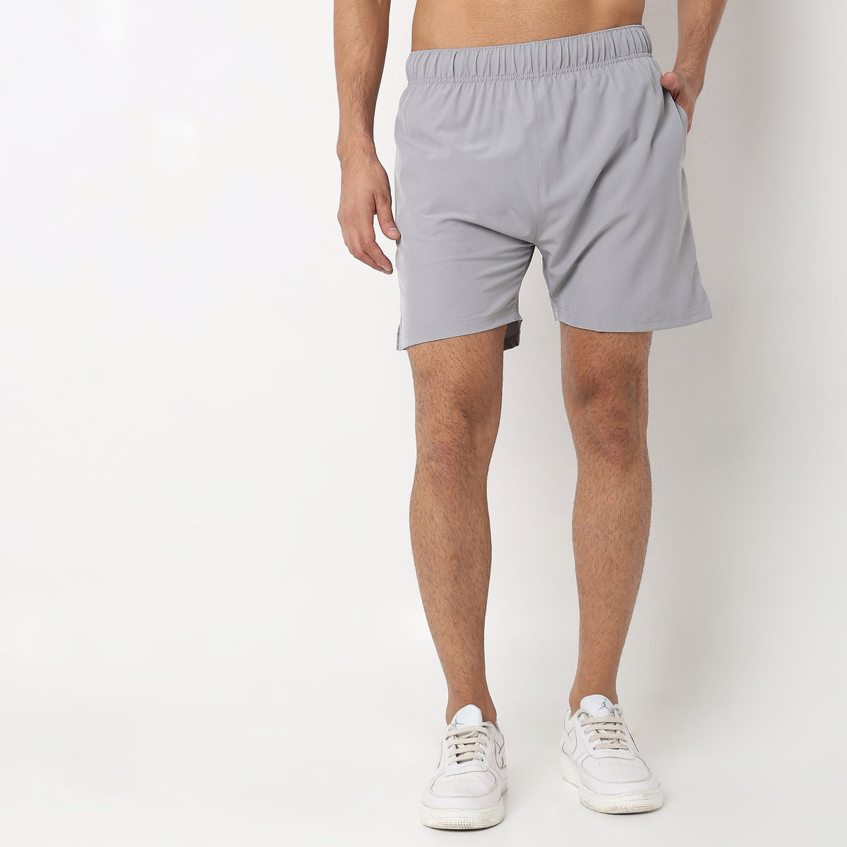 Regular Fit Solid Mid Rise Shorts