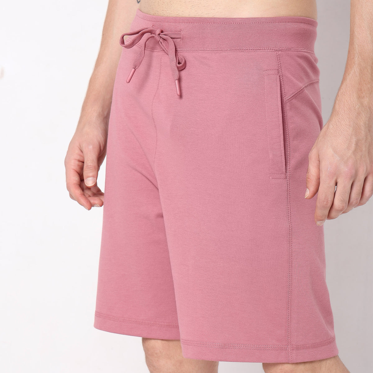 Regular Fit Solid Mid Rise Shorts