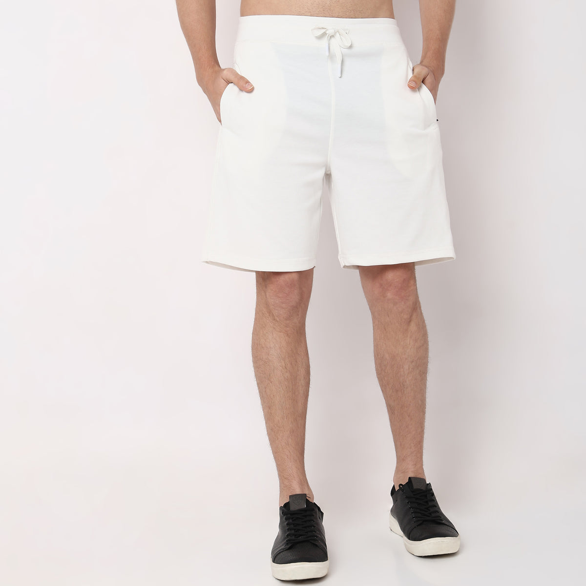 Regular Fit Solid Mid Rise Shorts