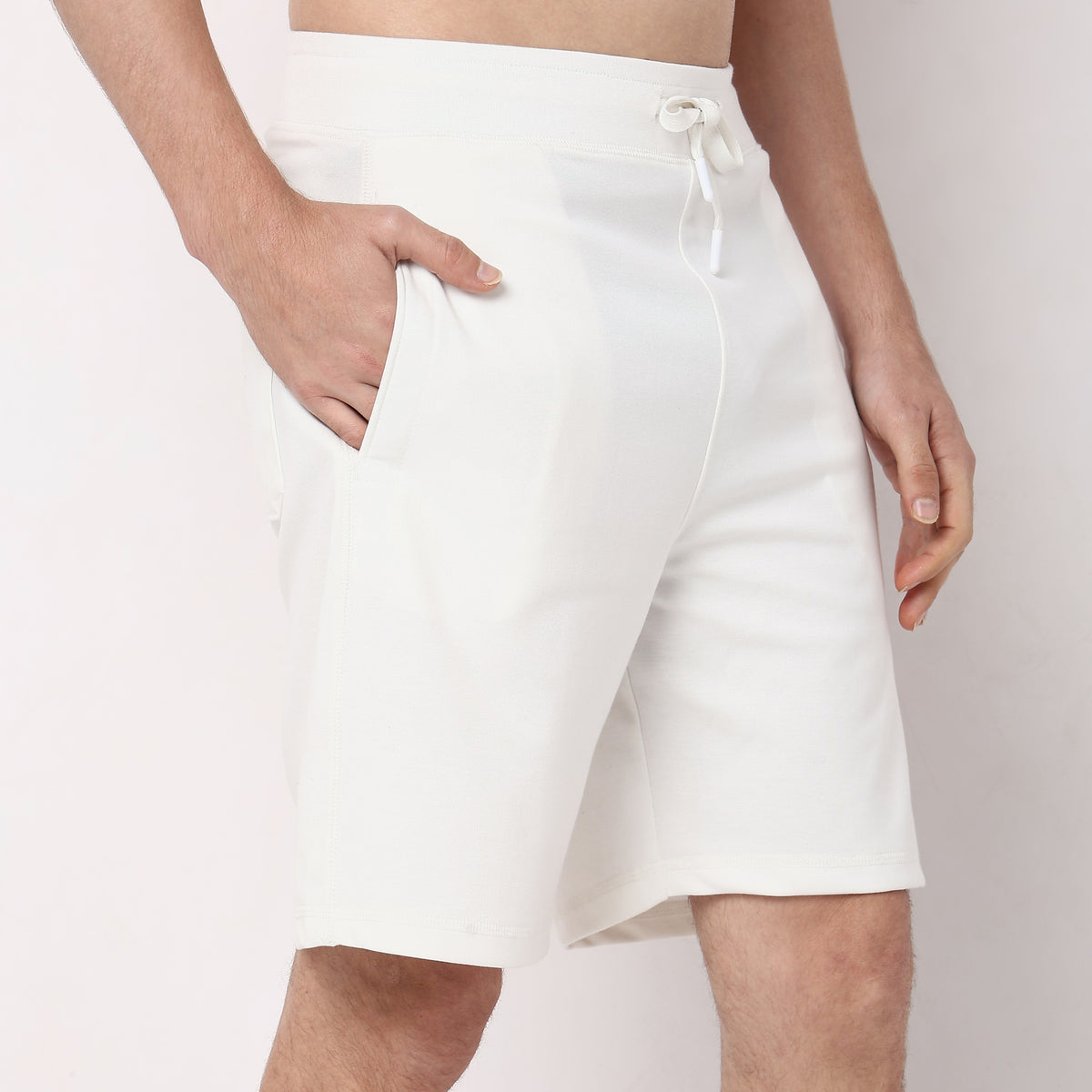 Regular Fit Solid Mid Rise Shorts