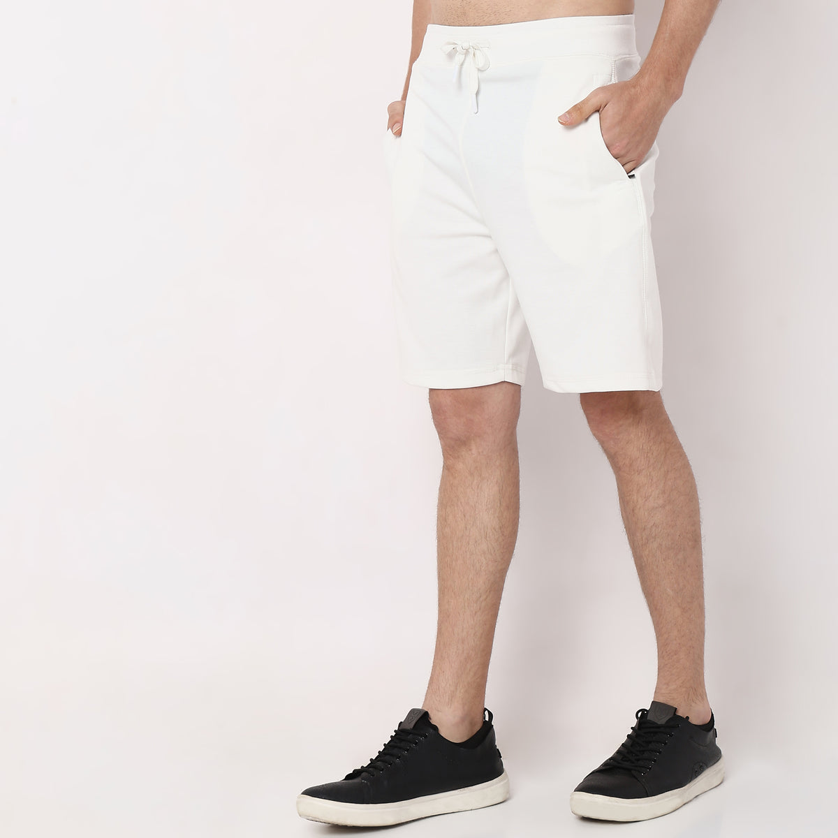 Regular Fit Solid Mid Rise Shorts