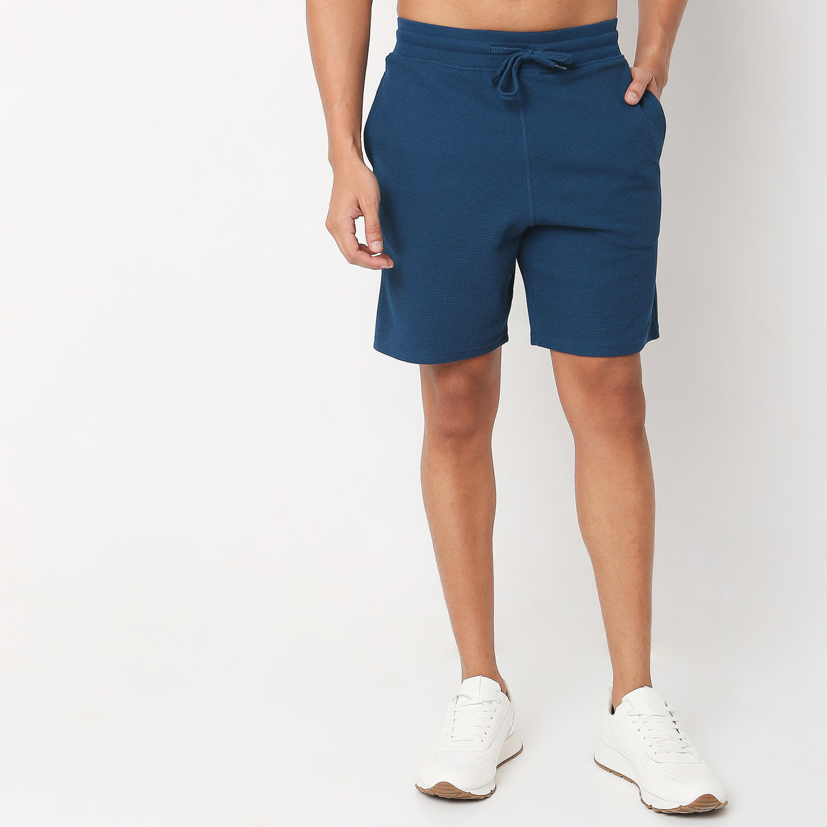 Regular Fit Solid Mid Rise Shorts