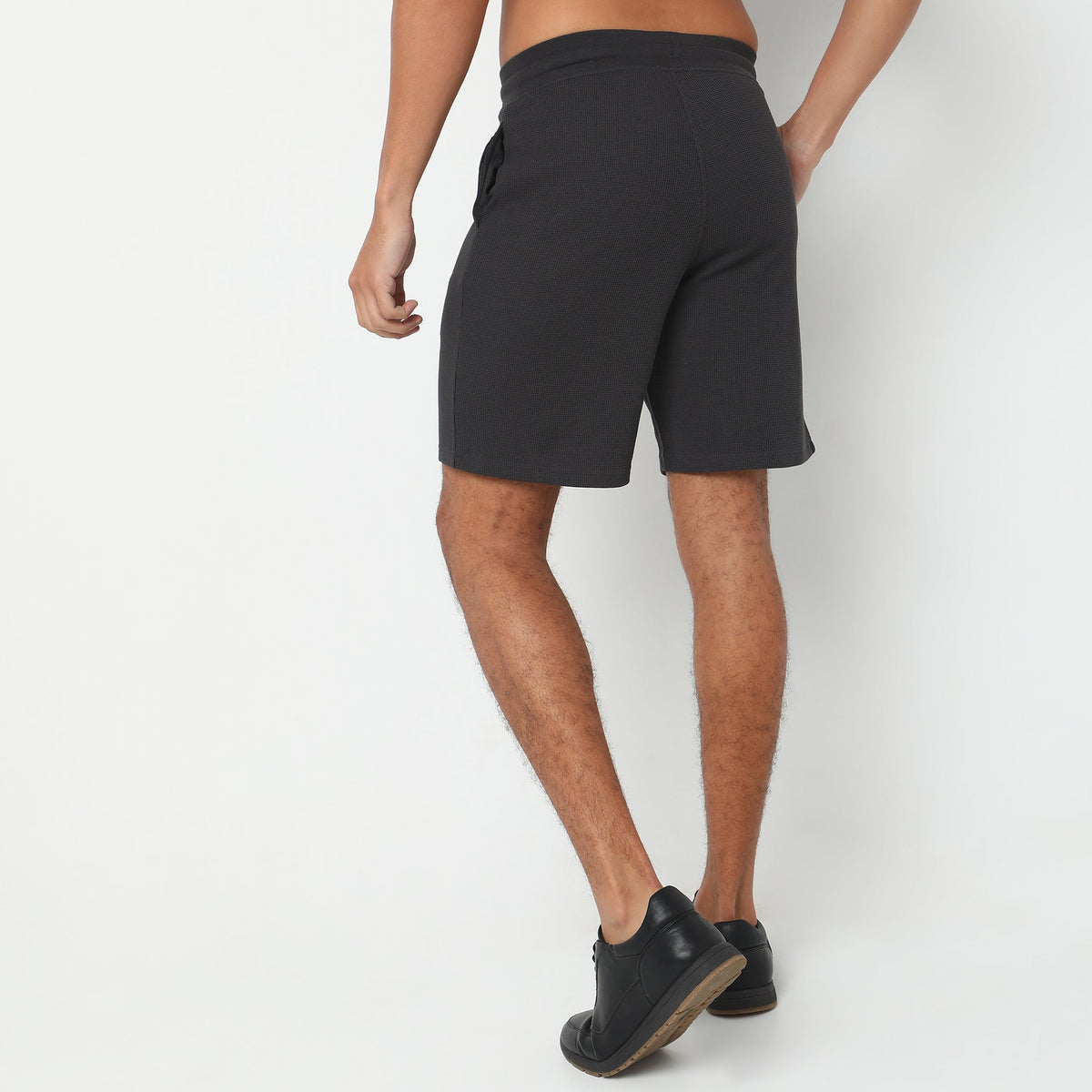 Regular Fit Structured Mid Rise Shorts