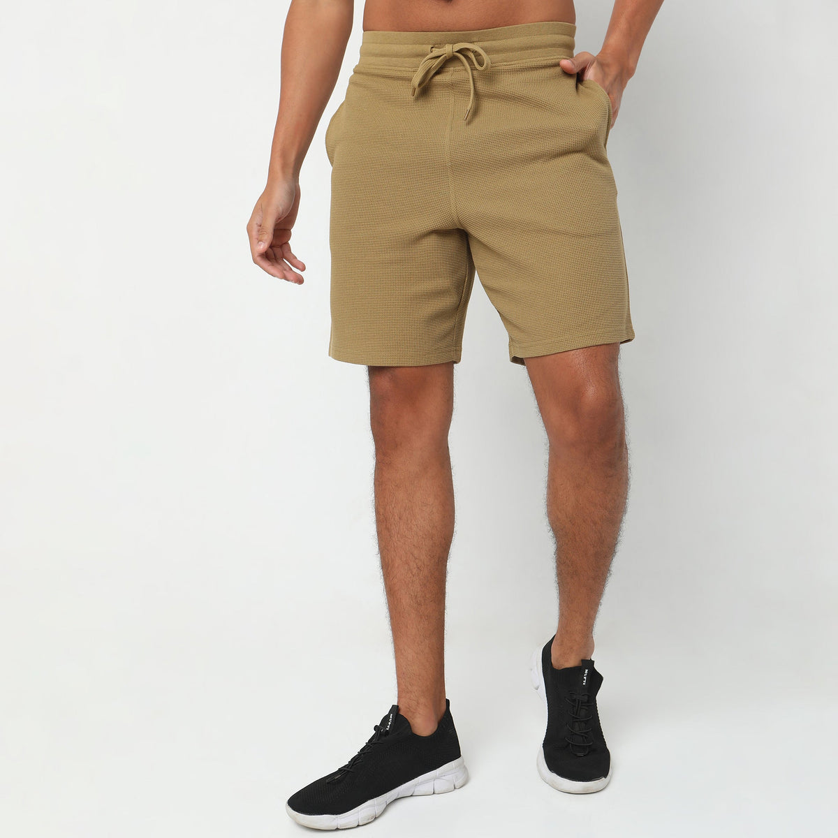 Regular Fit Structured Mid Rise Shorts