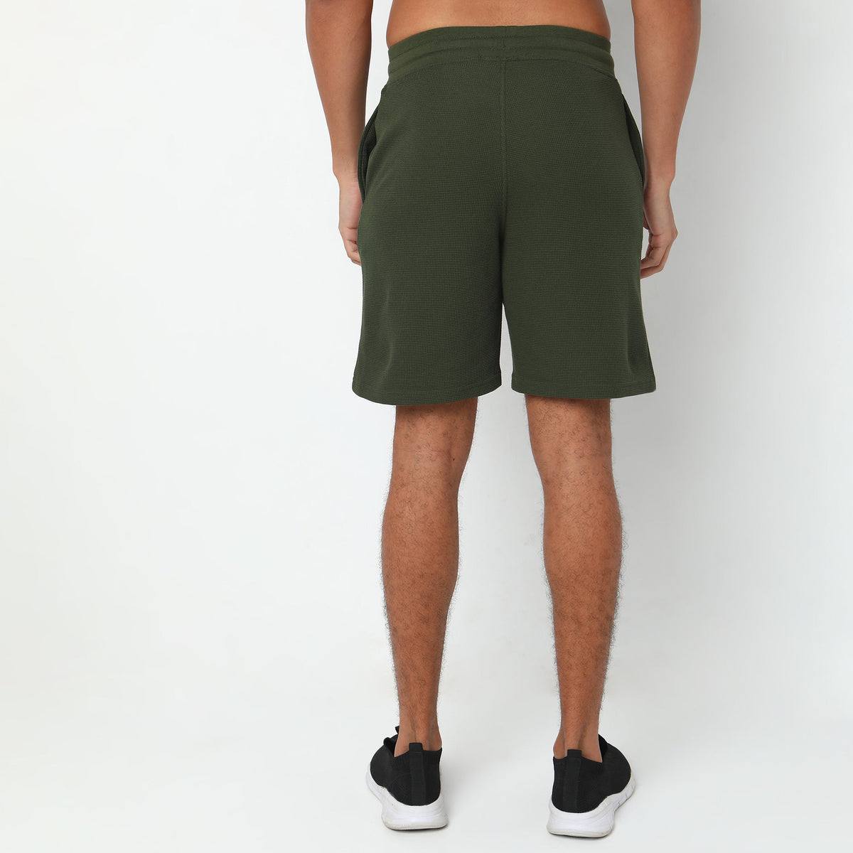 Regular Fit Structured Mid Rise Shorts