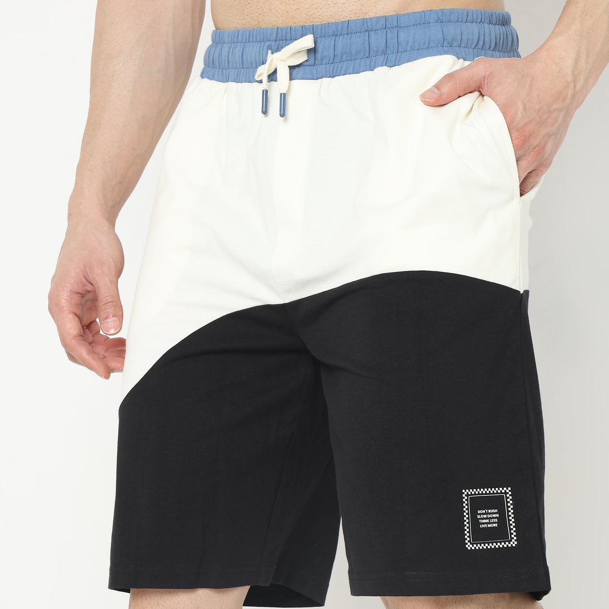 Regular Fit Color Block Mid Rise Shorts