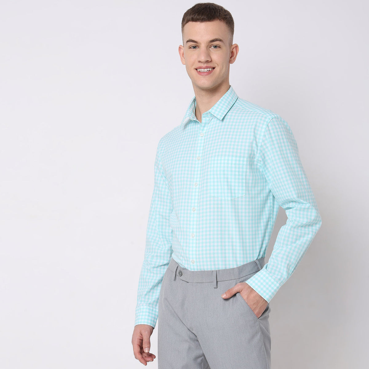 Men Wearing Regular Fit Checkered Shirt