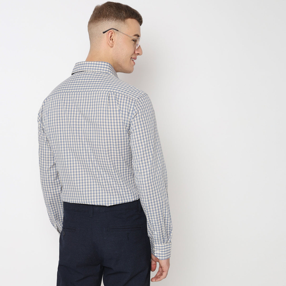 Men Wearing Regular Fit Checkered Shirt