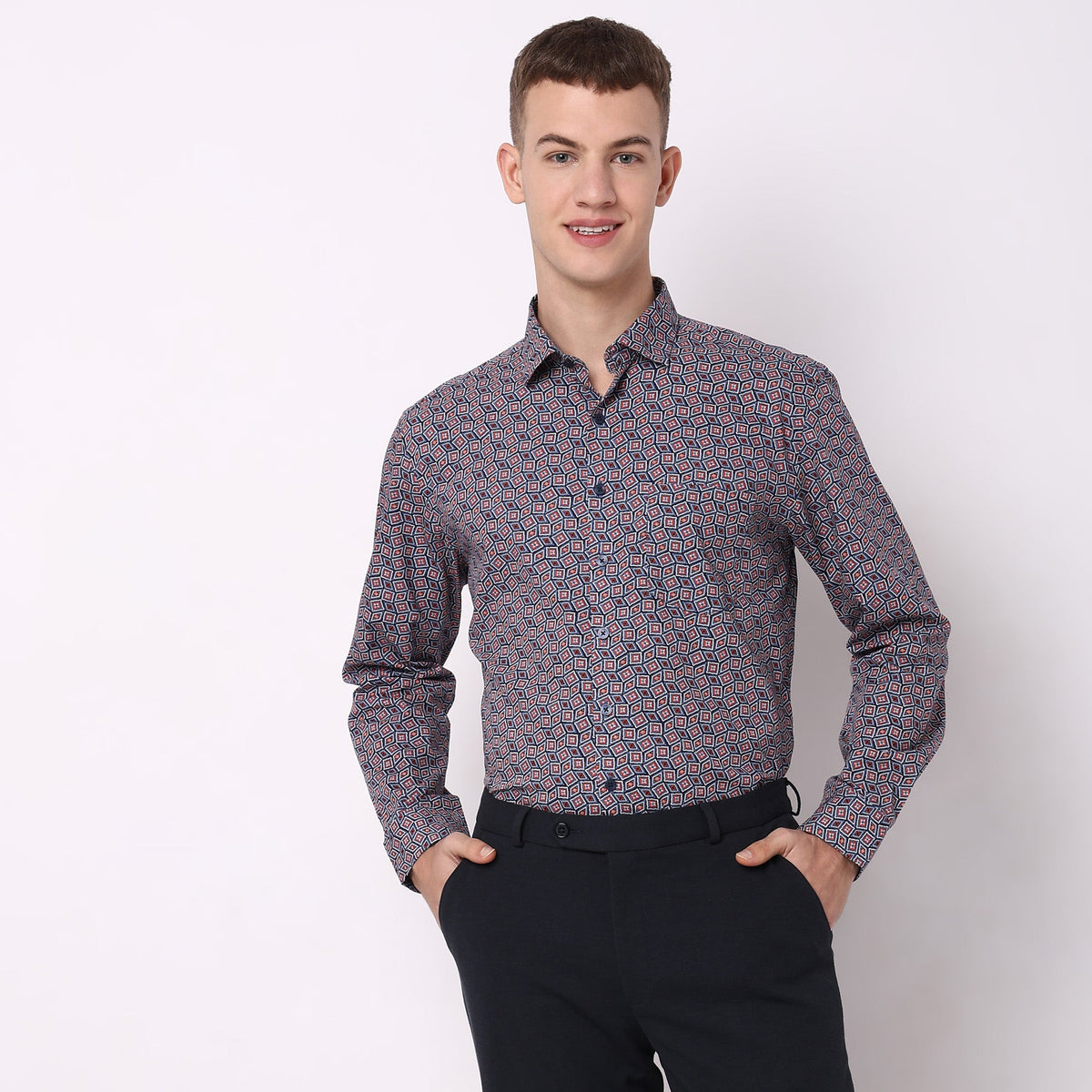 Men Wearing Regular Fit Printed Shirt