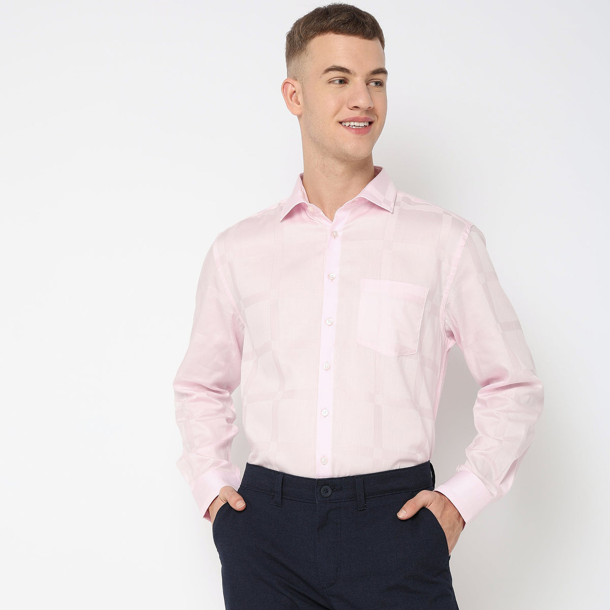 Men Wearing Regular Fit Solid Shirt