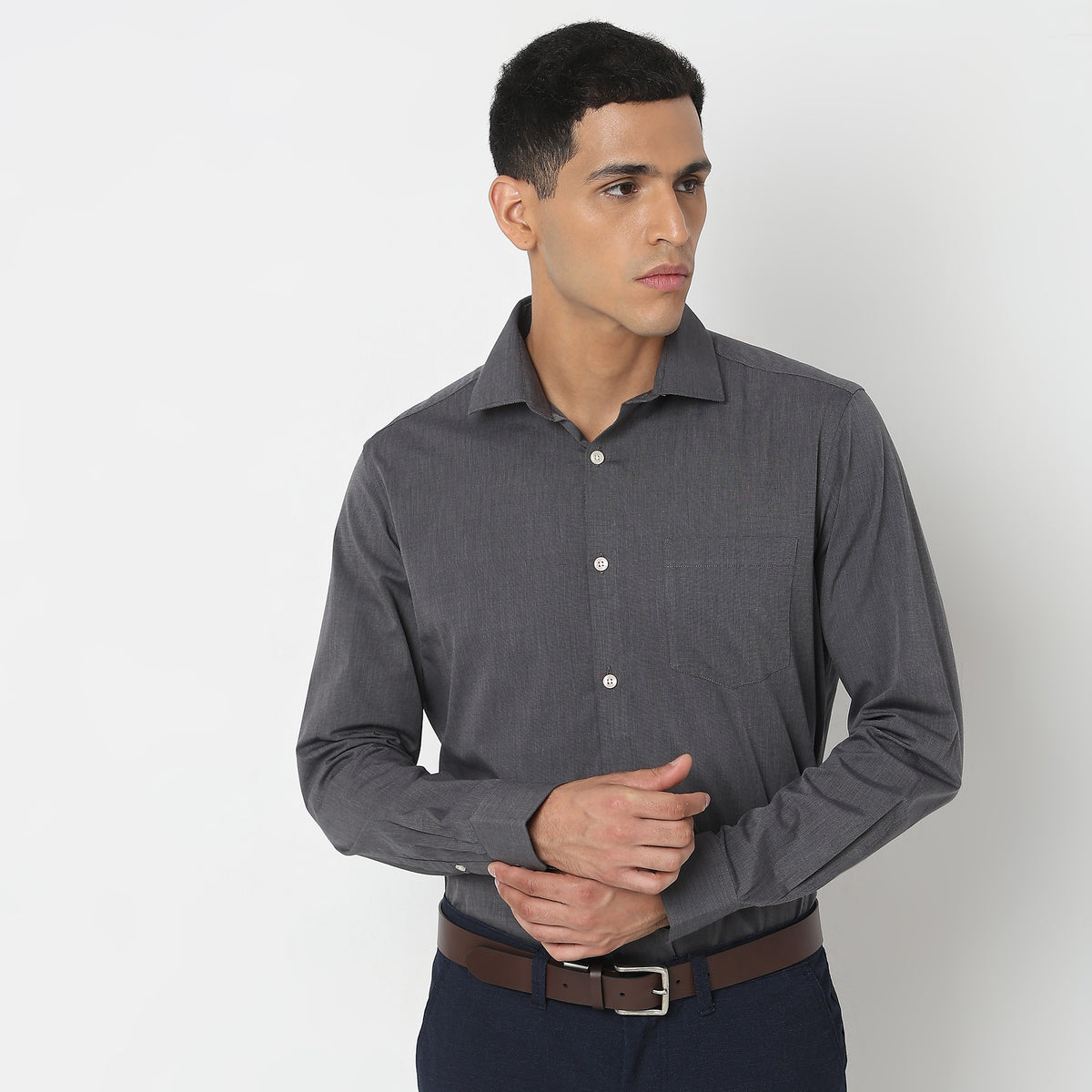 Slim Fit Solid Shirt