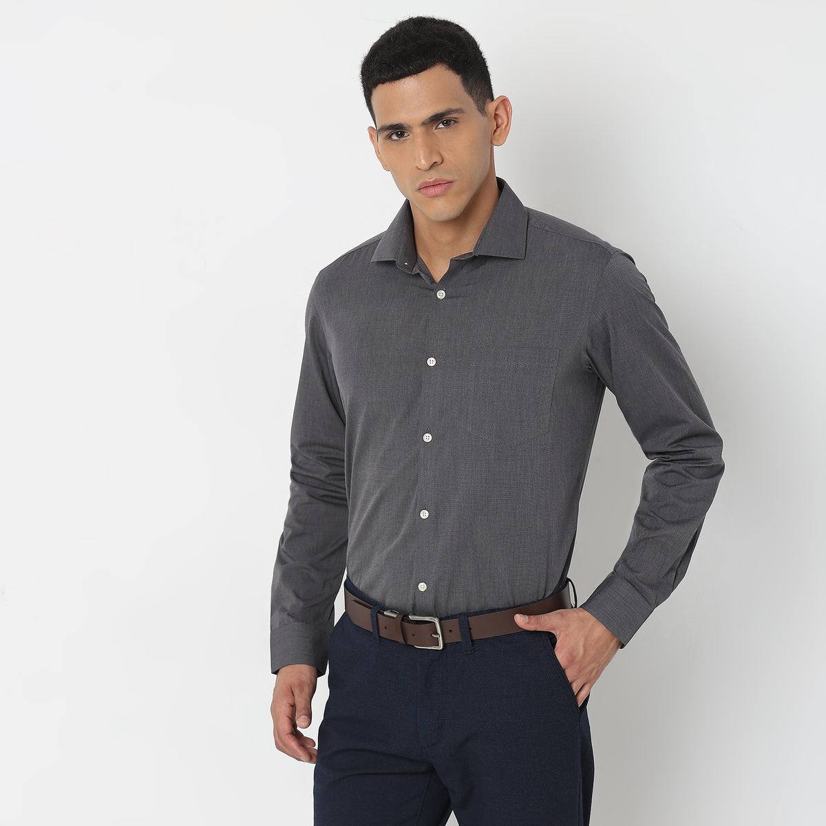 Slim Fit Solid Shirt