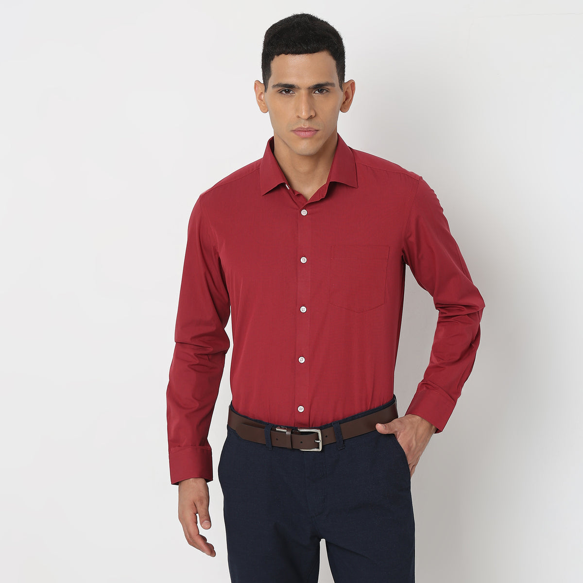 Slim Fit Solid Shirt