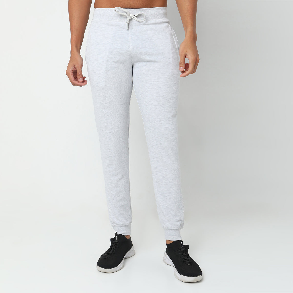 Regular Fit Solid Mid Rise Trackpants