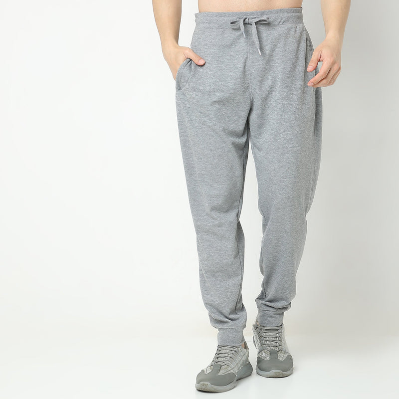 Regular Fit Solid Mid Rise Trackpants