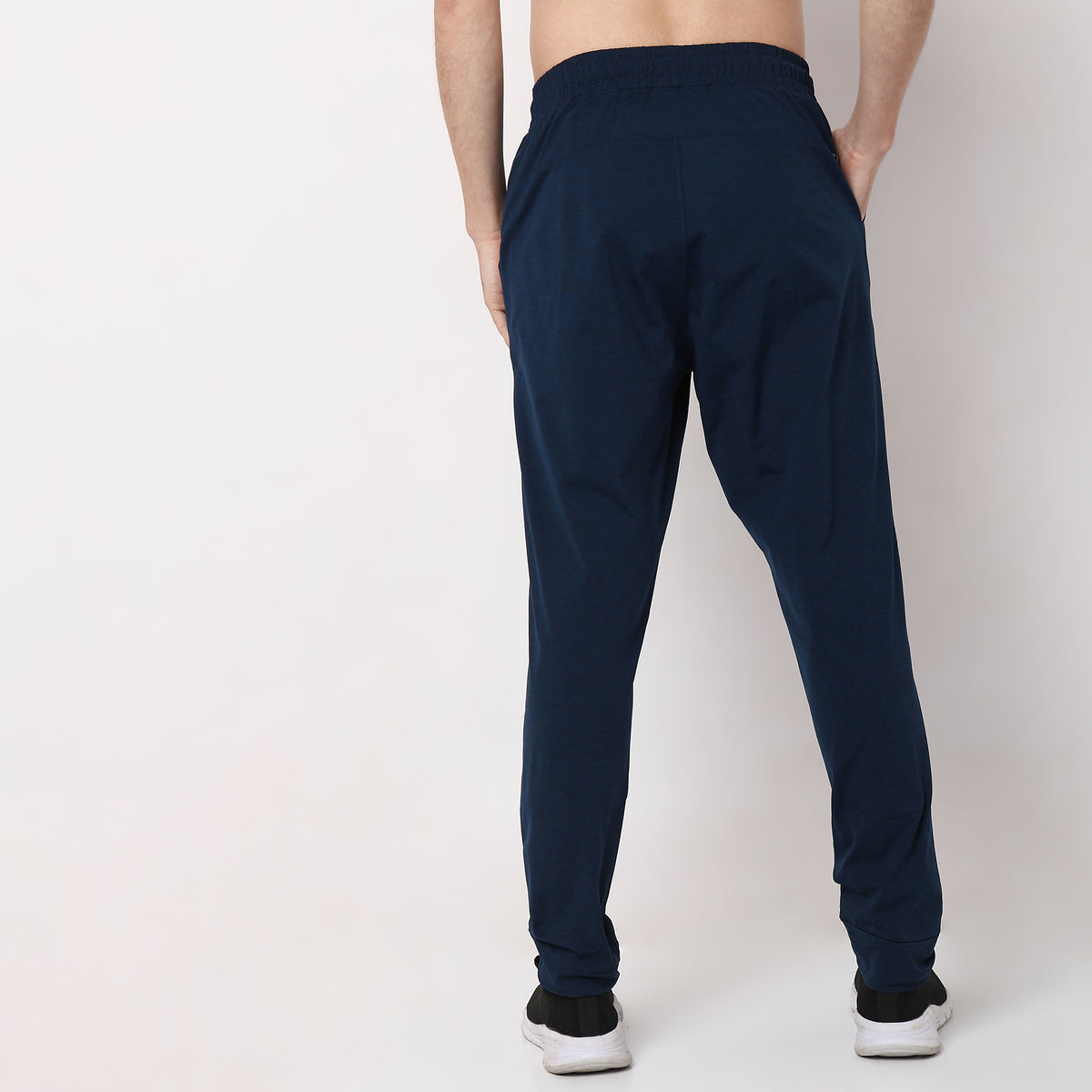 Regular Fit Solid Mid Rise Trackpants