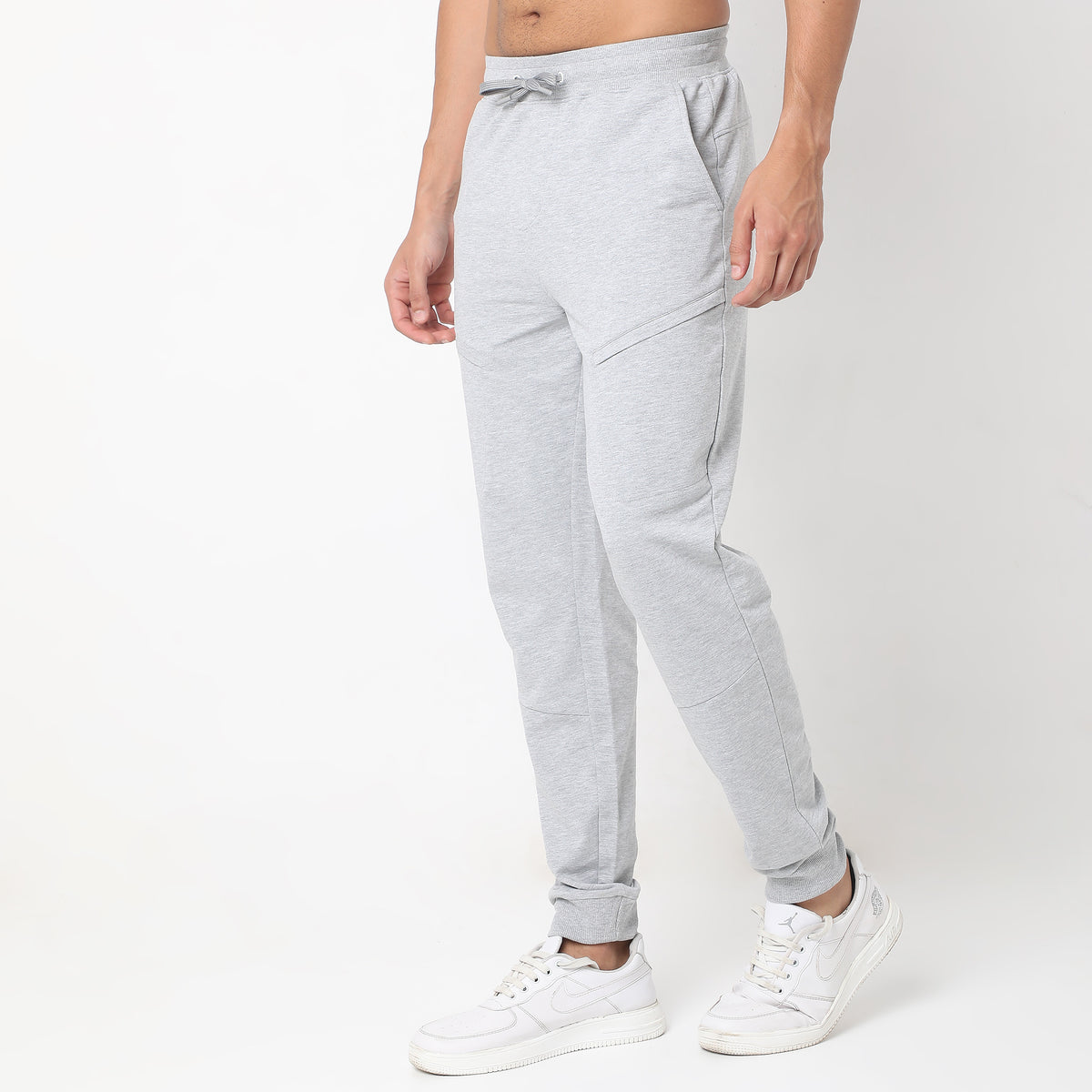 Regular Fit Solid Mid Rise Trackpants