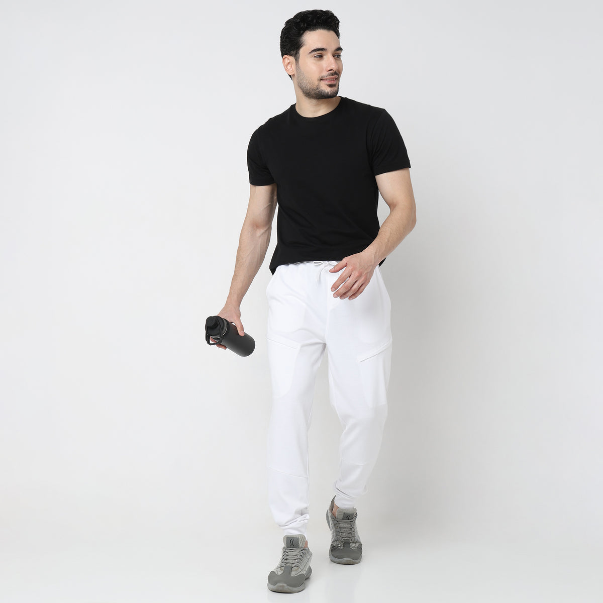 Regular Fit Solid Mid Rise Trackpants