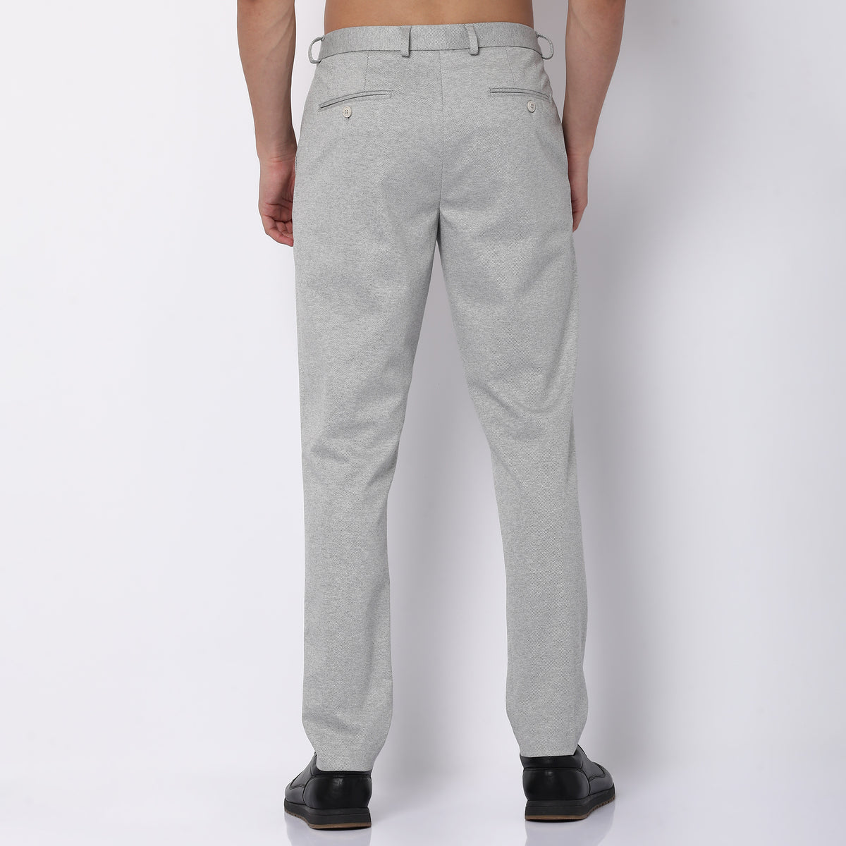 Regular Fit Solid Mid Rise Trousers