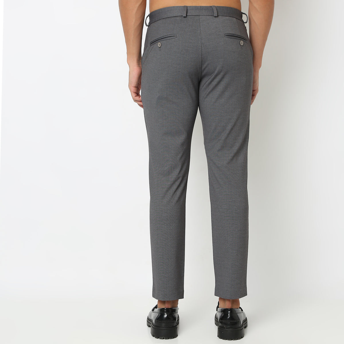 Regular Fit Solid Mid Rise Trousers