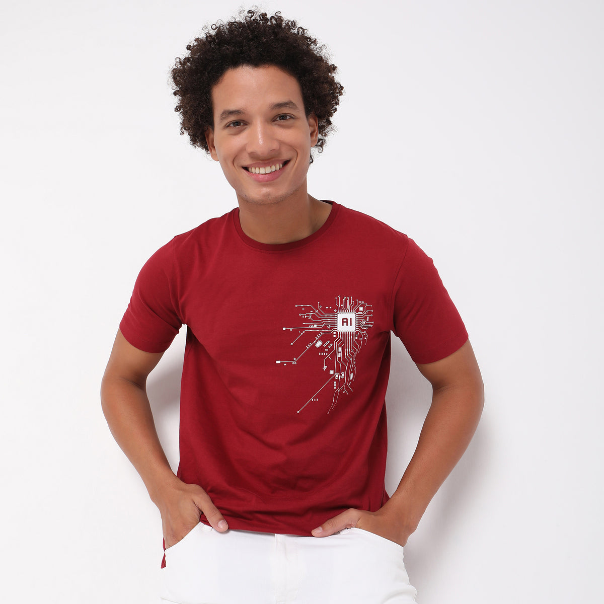 Men Wearing Regular Fit Graphic T-Shirt