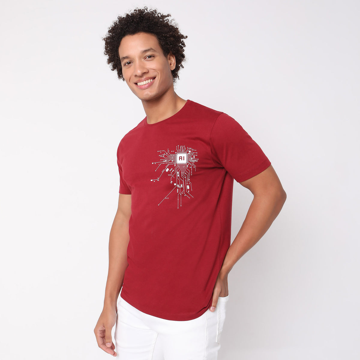 Men Wearing Regular Fit Graphic T-Shirt