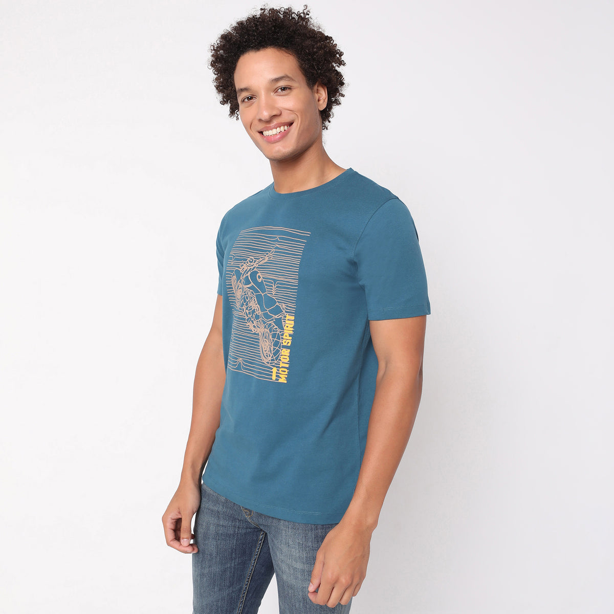 Men Wearing Regular Fit Graphic T-Shirt